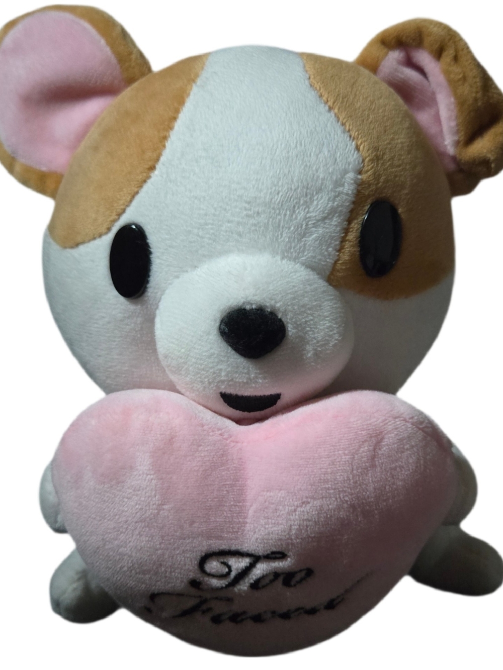 Limited Edition Too Faced Clover Puppy Holding Pink Heart Plush